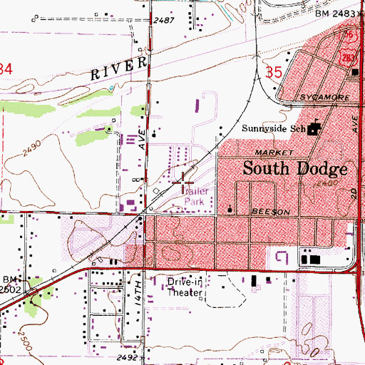 Topographic Map of Villa Manor Trailer Court, KS