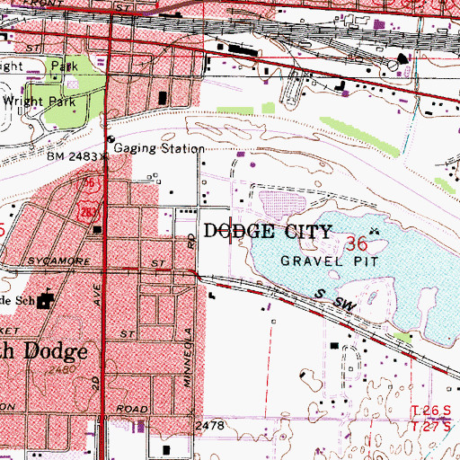 Topographic Map of Watersports Mobile Home Park, KS