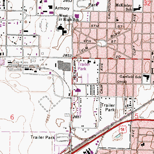 Topographic Map of Western Mobile Home Park South, KS