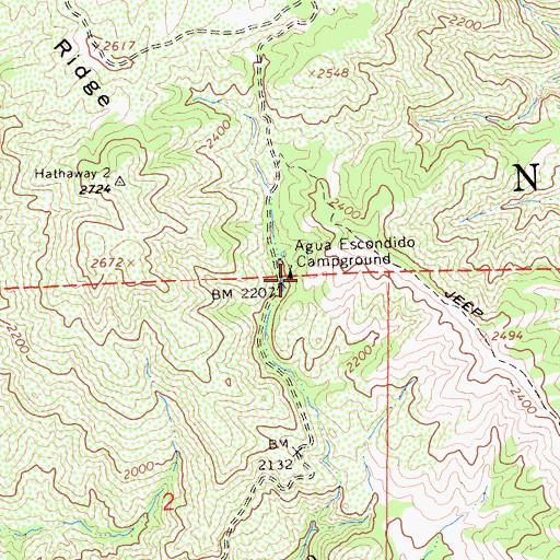 Topographic Map of Agua Escondido Campground, CA