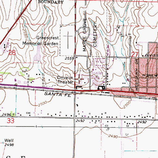 Topographic Map of Westward Ho Mobile Home Park, KS