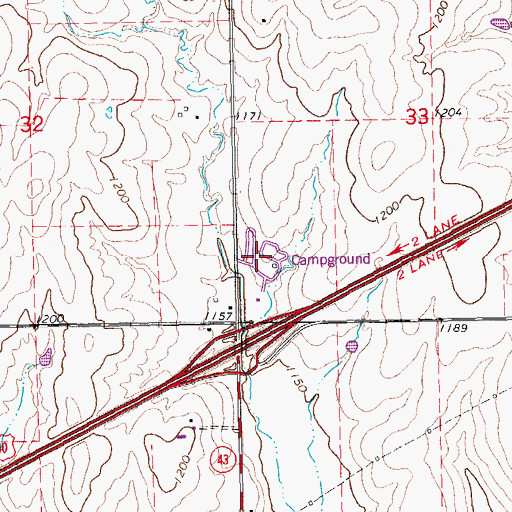 Topographic Map of Four Seasons Recreational Vehicle Acres, KS