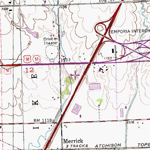 Topographic Map of Emporia Recreational Vehicle Park and Campground, KS