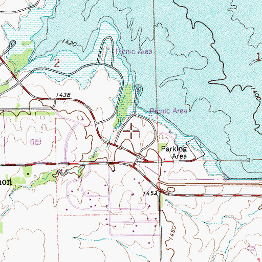 Topographic Map of Cheney State Park Giefer Hill Campground, KS