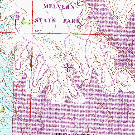 Topographic Map of Eisenhower State Park Abilene Campground, KS