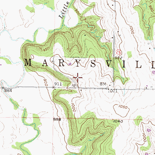 Topographic Map of Hillsdale State Park Saddle Ridge Campground, KS