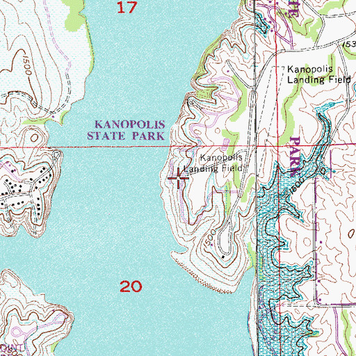 Topographic Map of Kanopolis State Park Eagle Point Campground, KS