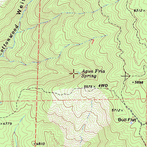 Topographic Map of Agua Fria Spring, CA