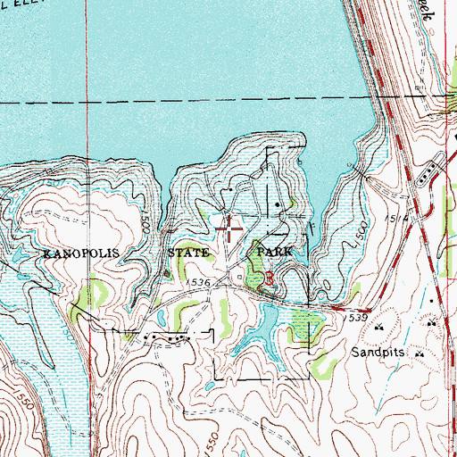 Topographic Map of Kanopolis State Park Yucca Campground, KS