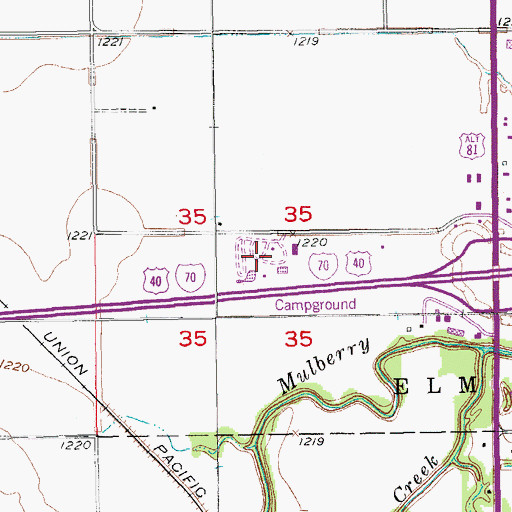 Topographic Map of Salina Kampgrounds of America, KS