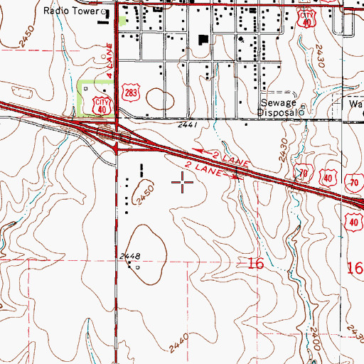 Topographic Map of WaKeeney Kampgrounds of America, KS
