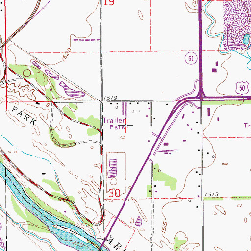 Topographic Map of Melody Acres Recreational Vehicle Park, KS