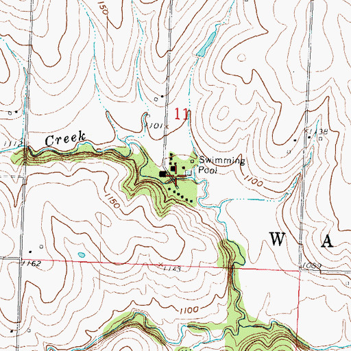 Topographic Map of Mulberry Creek Resort Recreational Vehicle Park, KS
