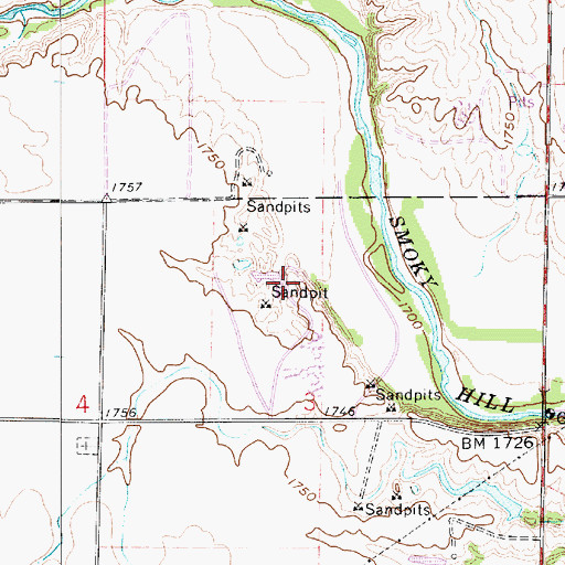 Topographic Map of El Privado Camping and Fishing Lodge, KS
