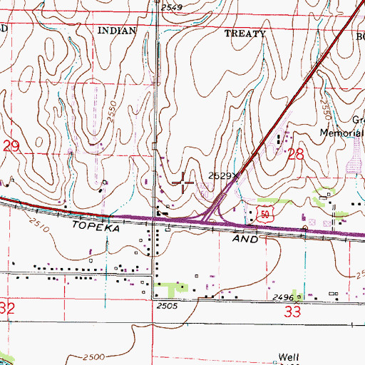Topographic Map of Gunsmoke Trav - L - Recreational Vehicle Park, KS