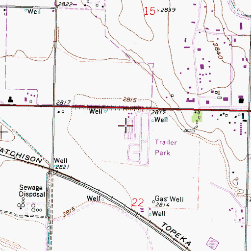 Topographic Map of RJ's Recreational Vehicle Park, KS