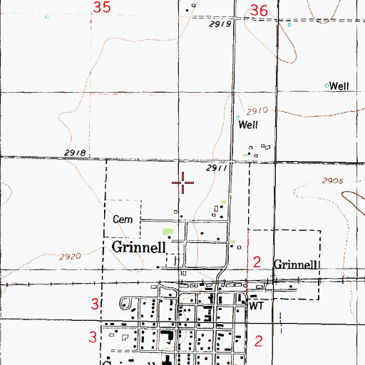 Topographic Map of Grinnell Cow Paddy Golf Club, KS