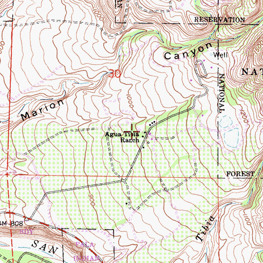Topographic Map of Agua Tibia Ranch, CA
