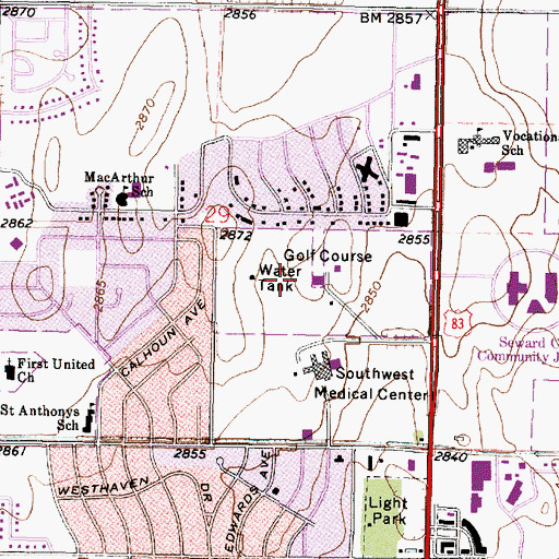Topographic Map of Liberal Country Club, KS