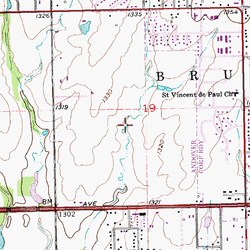 Topographic Map of Cedar Pines Municipal Golf Course, KS