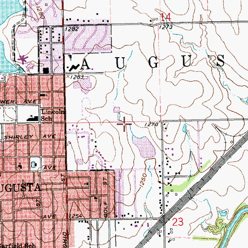 Topographic Map of Augusta Country Club, KS