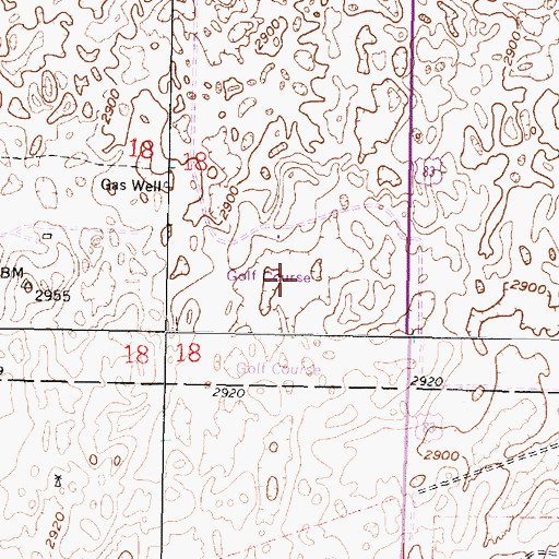Topographic Map of Buffalo Dunes Golf Course, KS