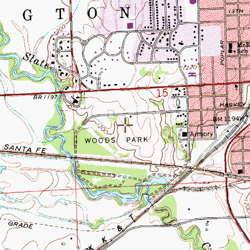 Topographic Map of Wellington Golf Club, KS