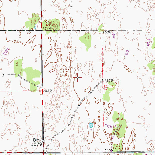Topographic Map of Cottonwood Hills Golf Club, KS