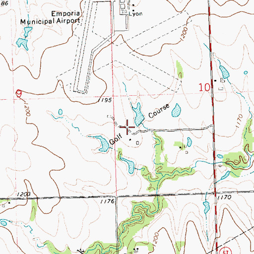 Topographic Map of Emporia Municipal Golf Course, KS