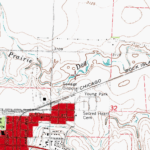 Topographic Map of Meadow Lake Golf Club, KS