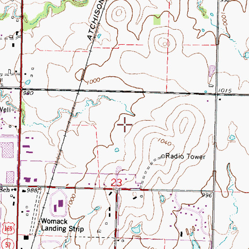 Topographic Map of Cedarbrook Golf Course, KS