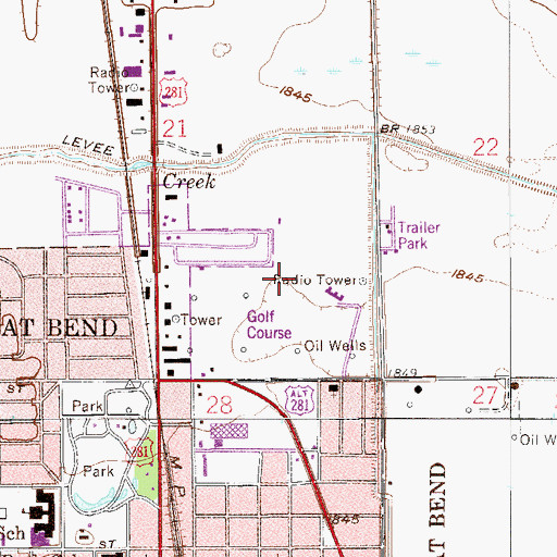 Topographic Map of Stoneridge Golf Club, KS