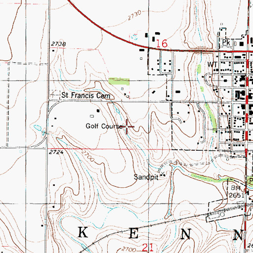 Topographic Map of Hoxie Golf Club, KS