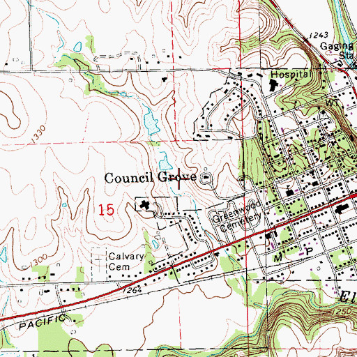 Topographic Map of Council Grove Country Club, KS