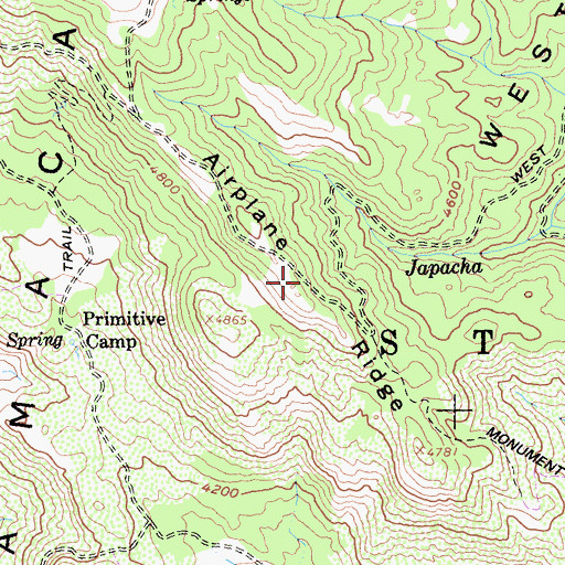 Topographic Map of Airplane Ridge, CA