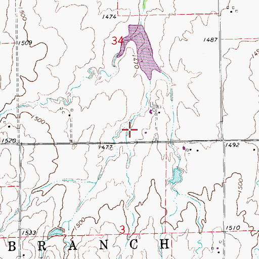 Topographic Map of Pine Edge Golf Course, KS