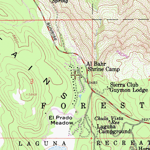 Topographic Map of Al Bahr Shrine Camp, CA