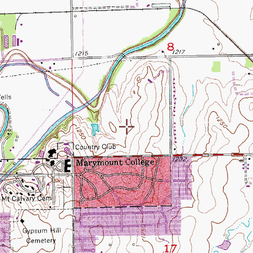 Topographic Map of Salina Country Club, KS