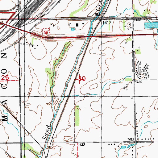 Topographic Map of Sand Creek Station Golf Club, KS