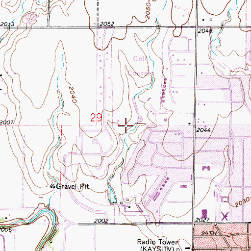 Topographic Map of Smoky Hill Country Club, KS