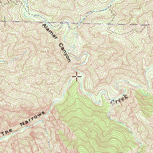 Topographic Map of Alamar Canyon, CA