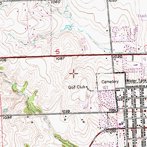 Topographic Map of Wamego Country Club, KS