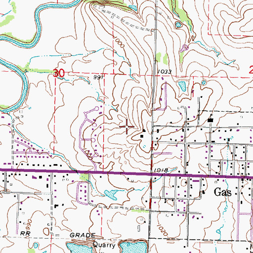 Topographic Map of Allen County Country Club, KS