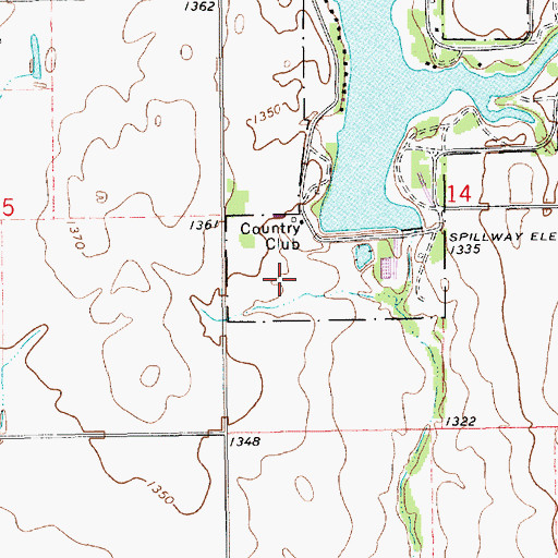Topographic Map of Anthony Country Club, KS