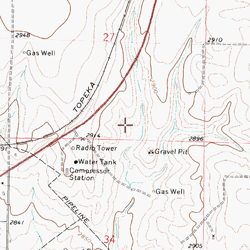 Topographic Map of Cimarron Valley Golf Club, KS