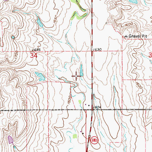 Topographic Map of Downs Golf Course, KS