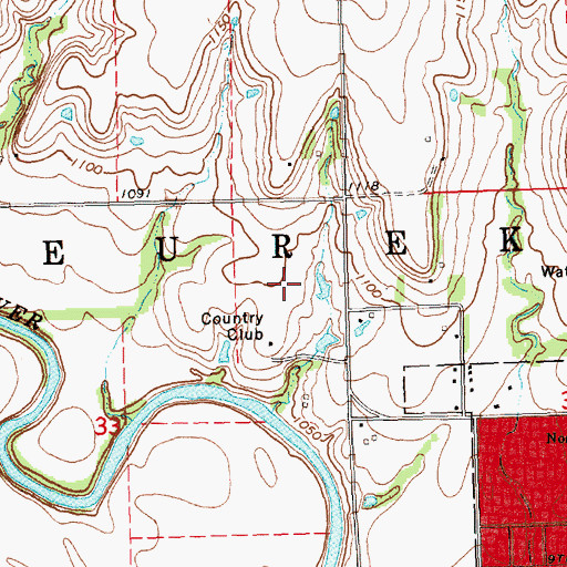 Topographic Map of Eureka Country Club, KS