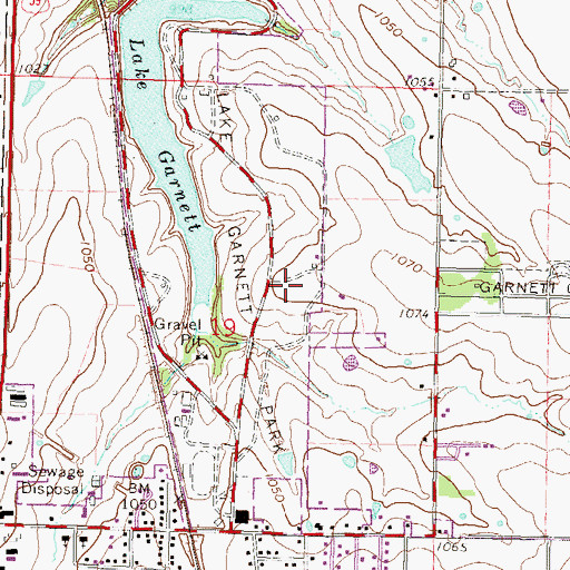 Topographic Map of Garnett Country Club, KS