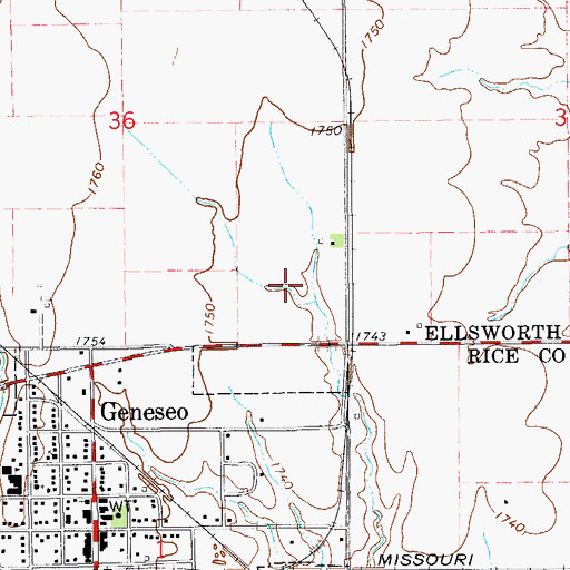 Topographic Map of Geneseo Golf Club, KS
