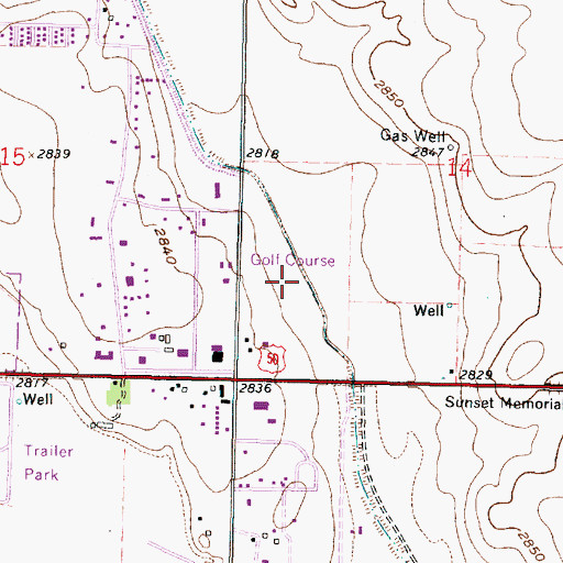 Topographic Map of Golden Locket Golf Course, KS